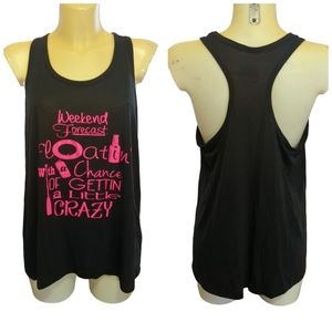 ❗$1 Bundled❗ATHLETIC WORKS Black and Pink Weekend Forecast Racerback Tank Top